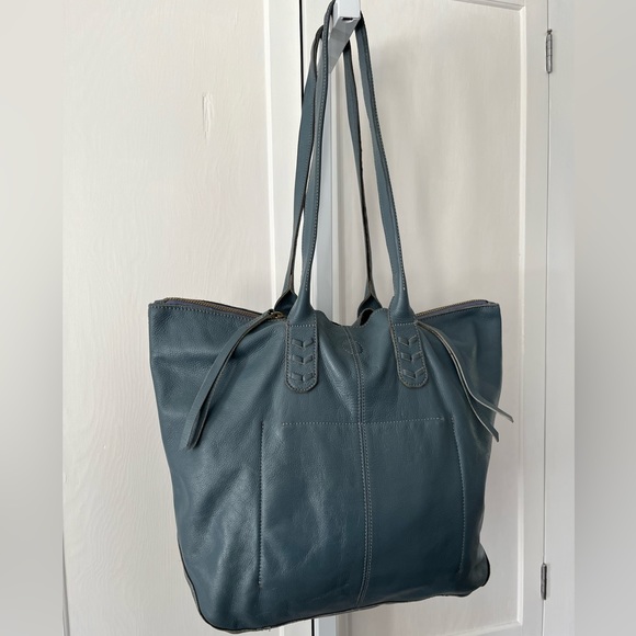Genuine LEATHER TOTE | Boho!! | Blue - Picture 2 of 14